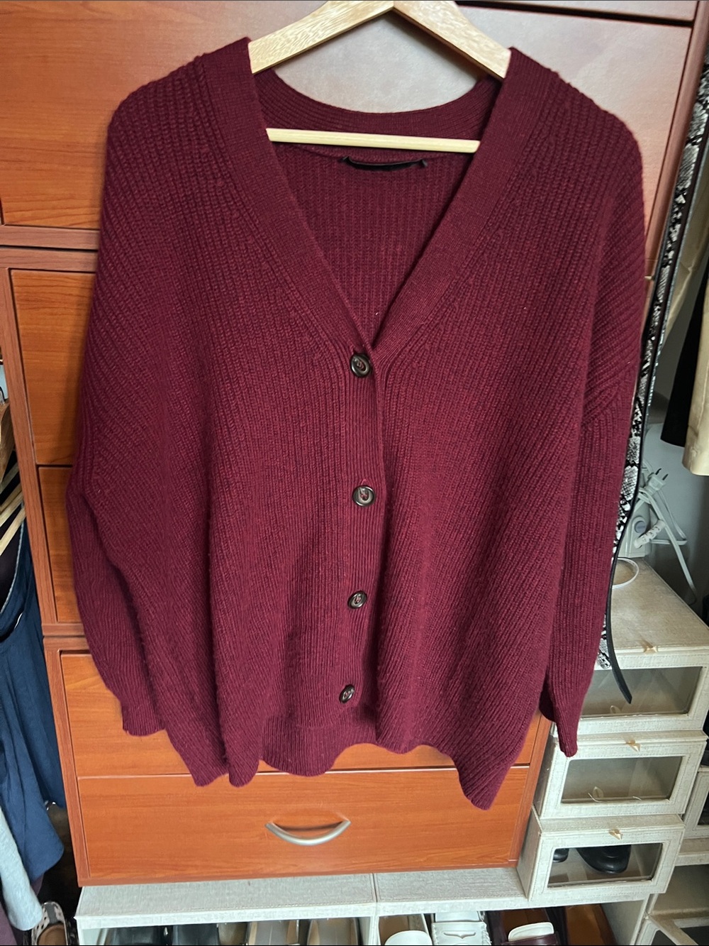Jenni Kayne cashmere cocoon cardigan in Wine